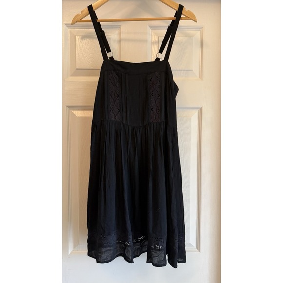 NATURAL LIFE Dresses & Skirts - Natural Life Mini Dress Women S Black Boho Crochet Lace Pintuck Spaghetti Strap